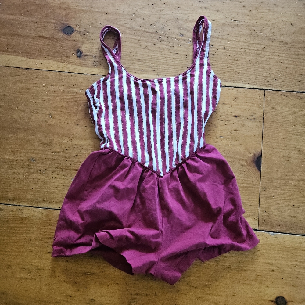 Authentic Vintage Cotton Bathing Swim Suit Romper